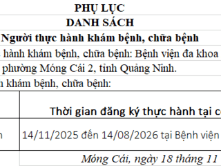 Công văn số Số: 79/CV-BVMC ngày 18/11/2025 V/v đăng ký danh sách người thực hành khám,chữa bệnh